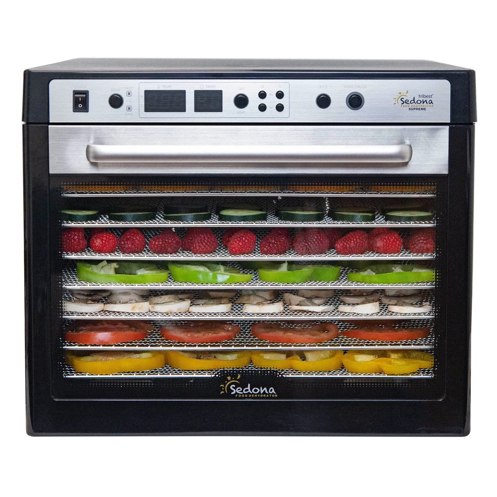 Tribest Sedona SDC-S101-B Supreme Commercial Electric Food Dehydrator with Stainless Steel Dehydrator Rack Trays, Black, 17"X19.8"x14.3"