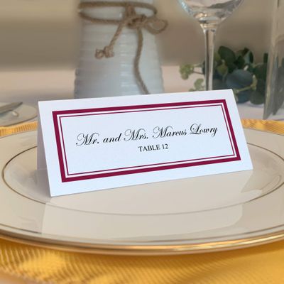 Double Line Border Place Cards, Burgundy, Set of 60, Pre-cut and Scored - Wedding, Party, Dinner, and Special Events - Made in the USA