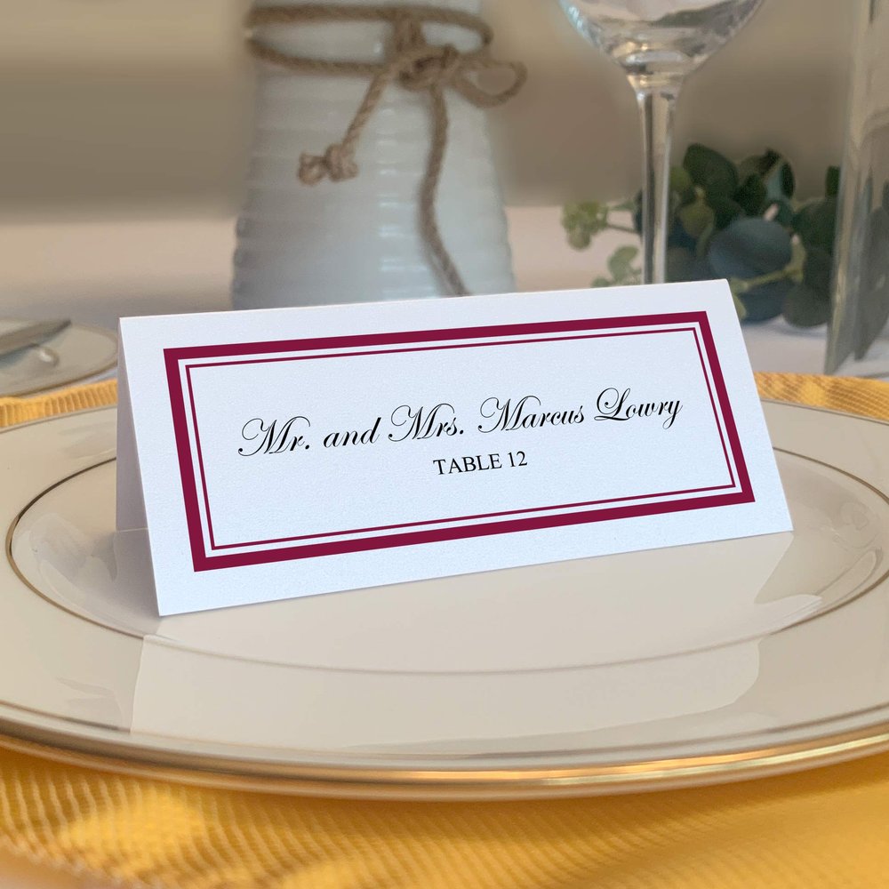 Double Line Border Place Cards, Burgundy, Set of 60, Pre-cut and Scored - Wedding, Party, Dinner, and Special Events - Made in the USA