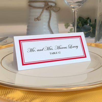 Double Line Border Place Cards, Ruby Red, Set of 60, Pre-cut and Scored - Wedding, Party, Dinner, and Special Events - Made in the USA