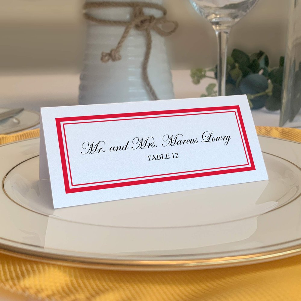 Double Line Border Place Cards, Ruby Red, Set of 60, Pre-cut and Scored - Wedding, Party, Dinner, and Special Events - Made in the USA