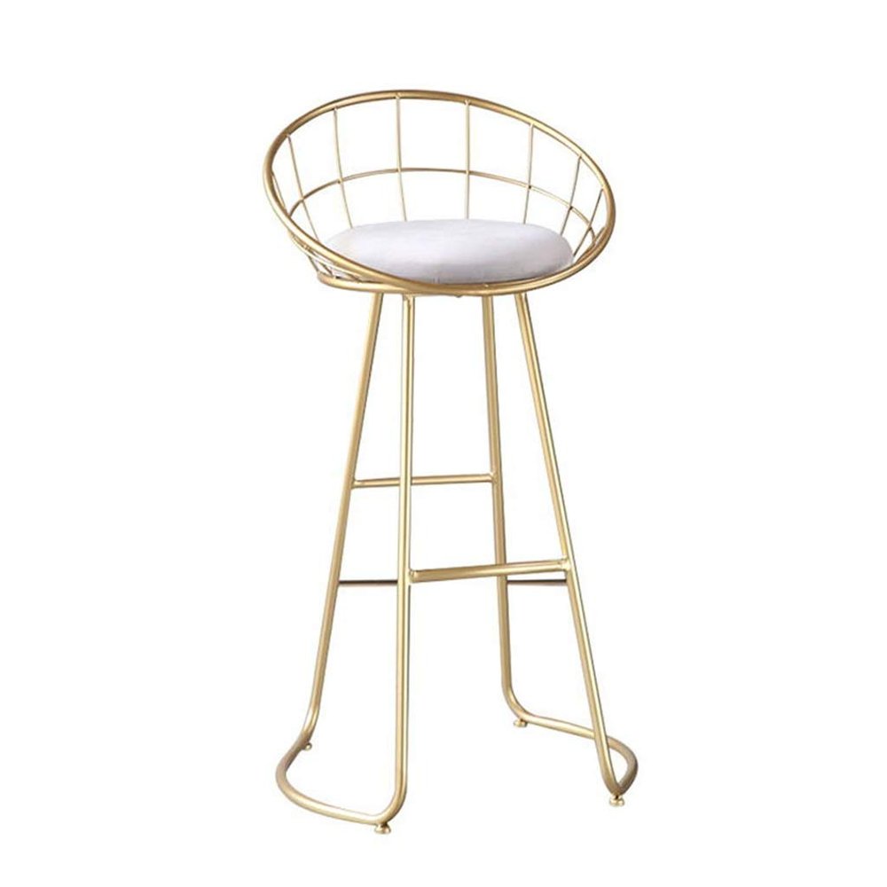 CGF-Barstools Bar Stool with Backrest and Sponge Soft Cushion - Metal Legs - Comfortable Dining Chair Kitchen Bar Cafe Restaurant, Maximum Support 200kg, Gold