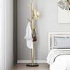 Jolitac Metal Coat Rack Stand Golden Satin Steel Finish Stable Marble Base, High-Grade with Hooks Metal Tree Hat & Coat Hanger Floor Free Standing Wall Bedroom Easy Assembly (Golden) view 2