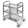 Nisorpa 3 Tier Stainless Steel Utility Cart L30 x W16 x H33 Inch Kitchen Rolling Carts with Wheels Serving Trolley Catering Storage Shelf with 2 Lockable Wheels for Hotel Restaurant Home Use view 1