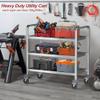 Nisorpa 3 Tier Stainless Steel Utility Cart L30 x W16 x H33 Inch Kitchen Rolling Carts with Wheels Serving Trolley Catering Storage Shelf with 2 Lockable Wheels for Hotel Restaurant Home Use view 3