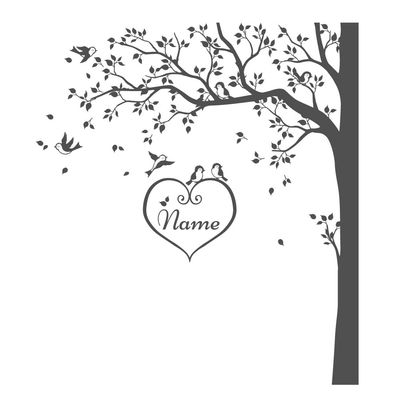 Large Tree Wall Decal White Nursery Corner Tree Sticker Set with Custom Monogram Stunning White Sticker Wall Mural Removable Vinyl WallArt - KW006W