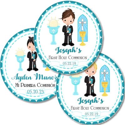 Boys First Holy Communion Sticker Labels or Favor Tags, Boys First Holy Communion Favor Tags, Boys First Holy Communion Supplies, Boys First Holy Communion Decor