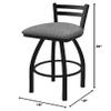 411 Jackie 30" Low Back Swivel Bar Stool with Black Wrinkle Finish and Graph Alpine Seat view 2