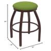 802 Misha 30" Swivel Bar Stool with Bronze Finish and Canter Kiwi Green Seat view 2