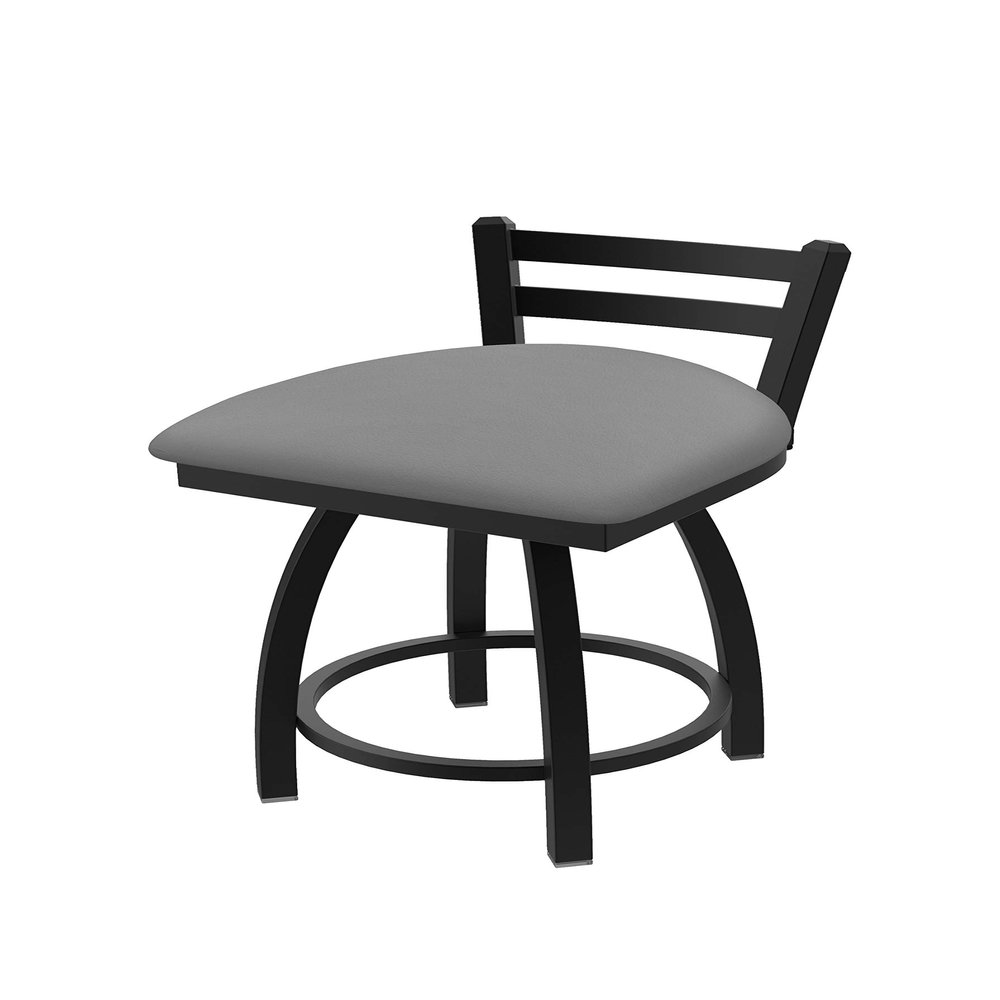 411 Jackie 18" Low Back Swivel Vanity Stool with Black Wrinkle Finish and Canter Folkstone Grey Seat