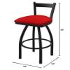 821 Catalina 30" Low Back Swivel Bar Stool with Black Wrinkle Finish and Canter Red Seat view 2