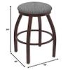 802 Misha 30" Swivel Bar Stool with Bronze Finish and Graph Alpine Seat view 2