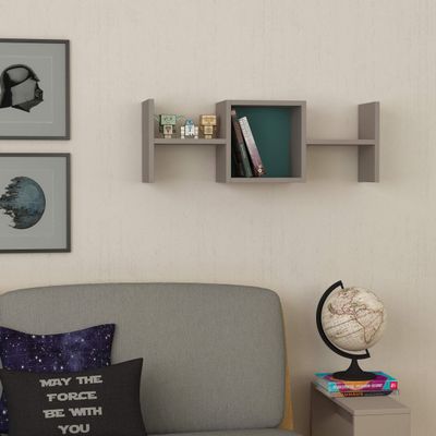 Ada Home Dcor Windham Wall Shelf, 11.61'' x 13.56'' x 7.87'', Light Mocha & Turquoise