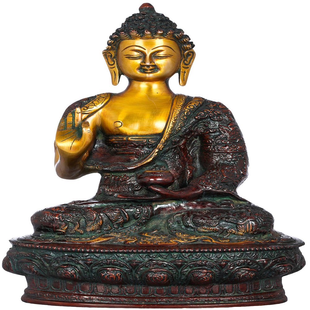Exotic India Tibetan Buddhist Deity Preaching Buddha - Brass Statue