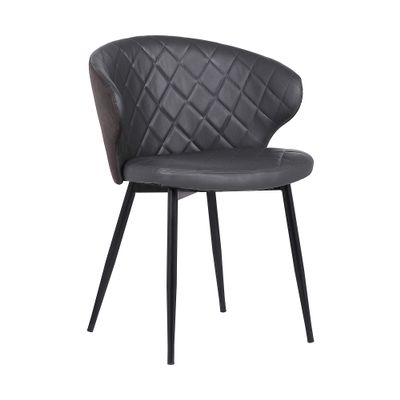 Armen Living Ava Contemporary Faux Leather Dining Room Kitchen Accent Chair, 30.5 Inch Height, Grey, Black