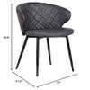 Armen Living Ava Contemporary Faux Leather Dining Room Kitchen Accent Chair, 30.5 Inch Height, Grey, Black view 3