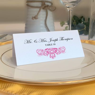 Vintage Frame Place Cards, Fuschia (Choose Color), Set of 150, Pre-cut and Scored - Wedding, Party, Dinner, and Special Events - Made in the USA