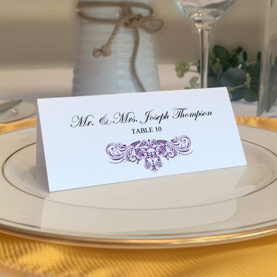 Vintage Frame Place Cards, Eggplant (Choose Color), Set of 150, Pre-cut and Scored - Wedding, Party, Dinner, and Special Events - Made in the USA