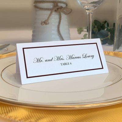 Single Line Border Place Cards, Chocolate (Choose Color), Set of 150, Pre-cut and Scored - Wedding, Party, Dinner, and Special Events - Made in the USA