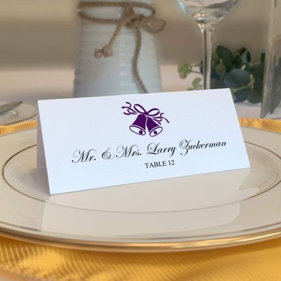 Wedding Bells Place Cards, Eggplant, Set of 150, Pre-cut and Scored - Wedding, Party, Dinner, and Special Events - Made in the USA
