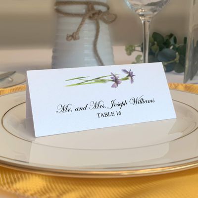 Wispy Purple Iris Flowers Place Cards, Set of 150, Pre-cut and Scored - Wedding, Party, Dinner, and Special Events - Made in the USA