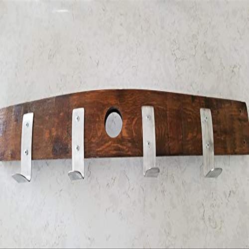 Decorative Natural Coat And Hat Rack - Genuine Oak Wine Barrel Bung Hole Stave