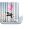 Amagical Flying Elephant with Pink Balloon Through Cloudy Sky 16 Piece Bathroom Mat Set Shower Curtain Set Bath Mat Contour Mat Toilet Cover Fabric Waterproof Shower Curtain with 12 Hooks view 2
