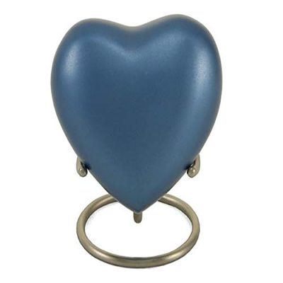Bronze Keepsake Urns - Extra Small - Holds Up to 3 Cubic Inches of Ashes - Blue Cremation Urn for Ashes
