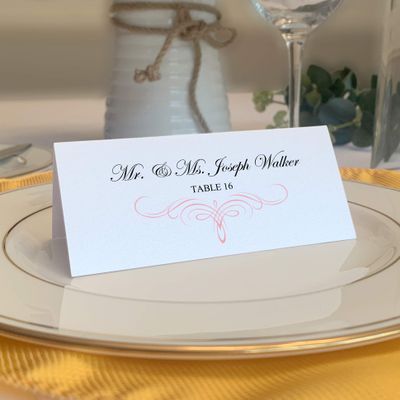 Decadent Flourish Place Cards, Pink (Choose Color), Set of 60, Pre-cut and Scored - Wedding, Party, Dinner, and Special Events - Made in the USA