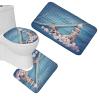 Amagical Blue Marine Life Seashells Conch 4 Piece Bathroom Mat Set Shower Curtain Set Bath Mat Contour Mat Toilet Cover Fabric Waterproof Shower Curtain with 12 Hooks view 3