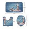 Amagical Blue Marine Life Seashells Conch 4 Piece Bathroom Mat Set Shower Curtain Set Bath Mat Contour Mat Toilet Cover Fabric Waterproof Shower Curtain with 12 Hooks view 4