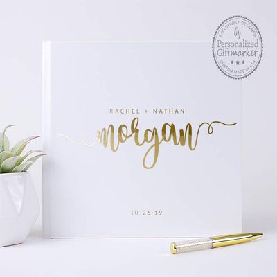 Personalized Wedding Guest Book, Alternative Custom Guestbook or Photo Album for Wedding Bride & Groom - Hardcover (12x12 inches)