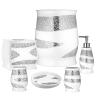 6 Piece Sinatra Resin Bath Accessory Set, Cracked Glass, White view 1