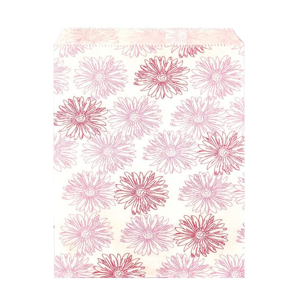 888 Display USA, Inc 200 pcs 4" x 6" Flower Paper Gift Bags Shopping Sales Tote Bags White with Pink Red Flower Design