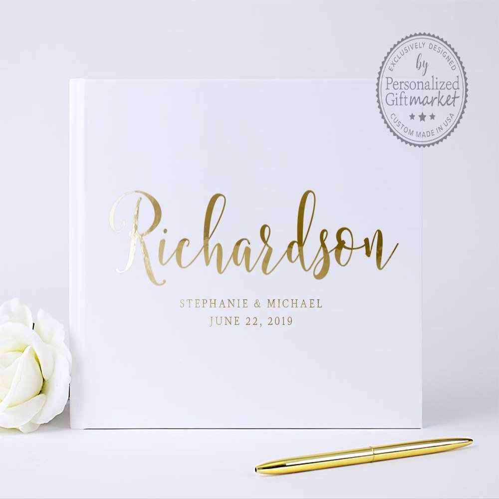 Personalized Wedding Guest Book, Unique Sign-In Book Customized with Names, Guestbook or Photo Album - Hardcover (10x8 inches)