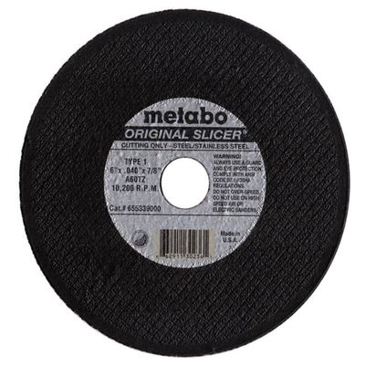 Metabo 5-inch Original Slicer Wheel | Type 1 | 5" x .040" x 7/8" | A60TZ | Aluminum Oxide | Very Fast & Flexible | Steel, Stainless Steel | 655334000