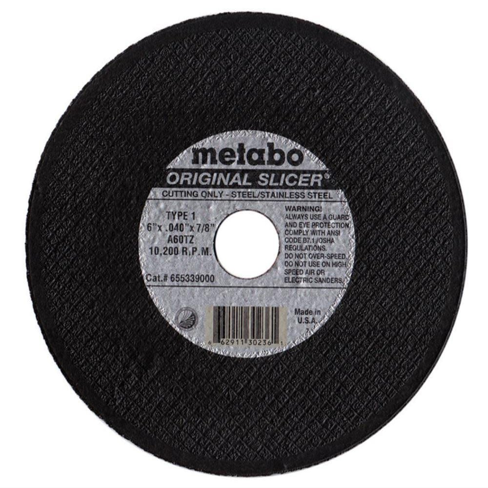 Metabo 5-inch Original Slicer Wheel | Type 1 | 5" x .040" x 7/8" | A60TZ | Aluminum Oxide | Very Fast & Flexible | Steel, Stainless Steel | 655334000