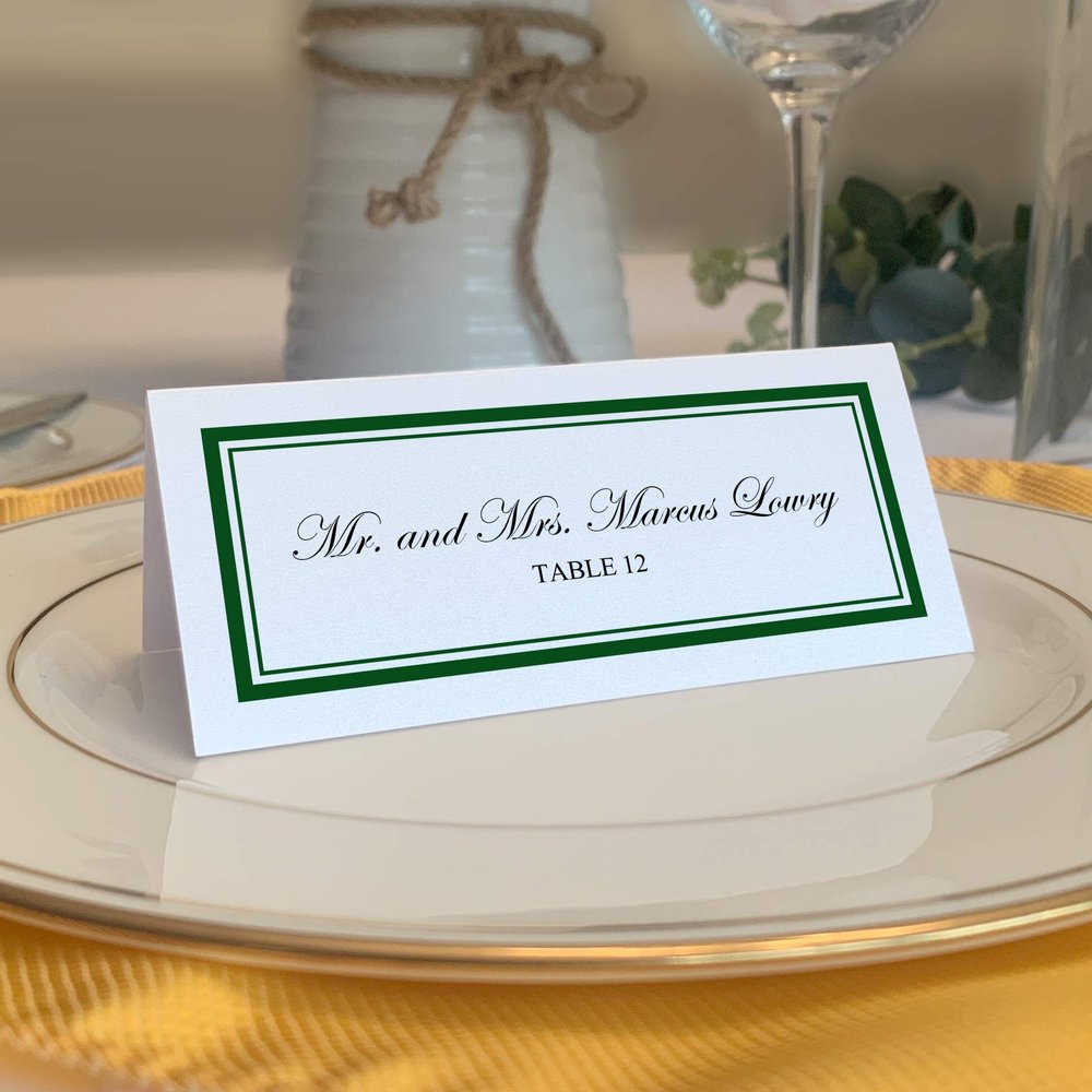 Double Line Border Place Cards, Hunter Green, Set of 60, Pre-cut and Scored - Wedding, Party, Dinner, and Special Events - Made in the USA