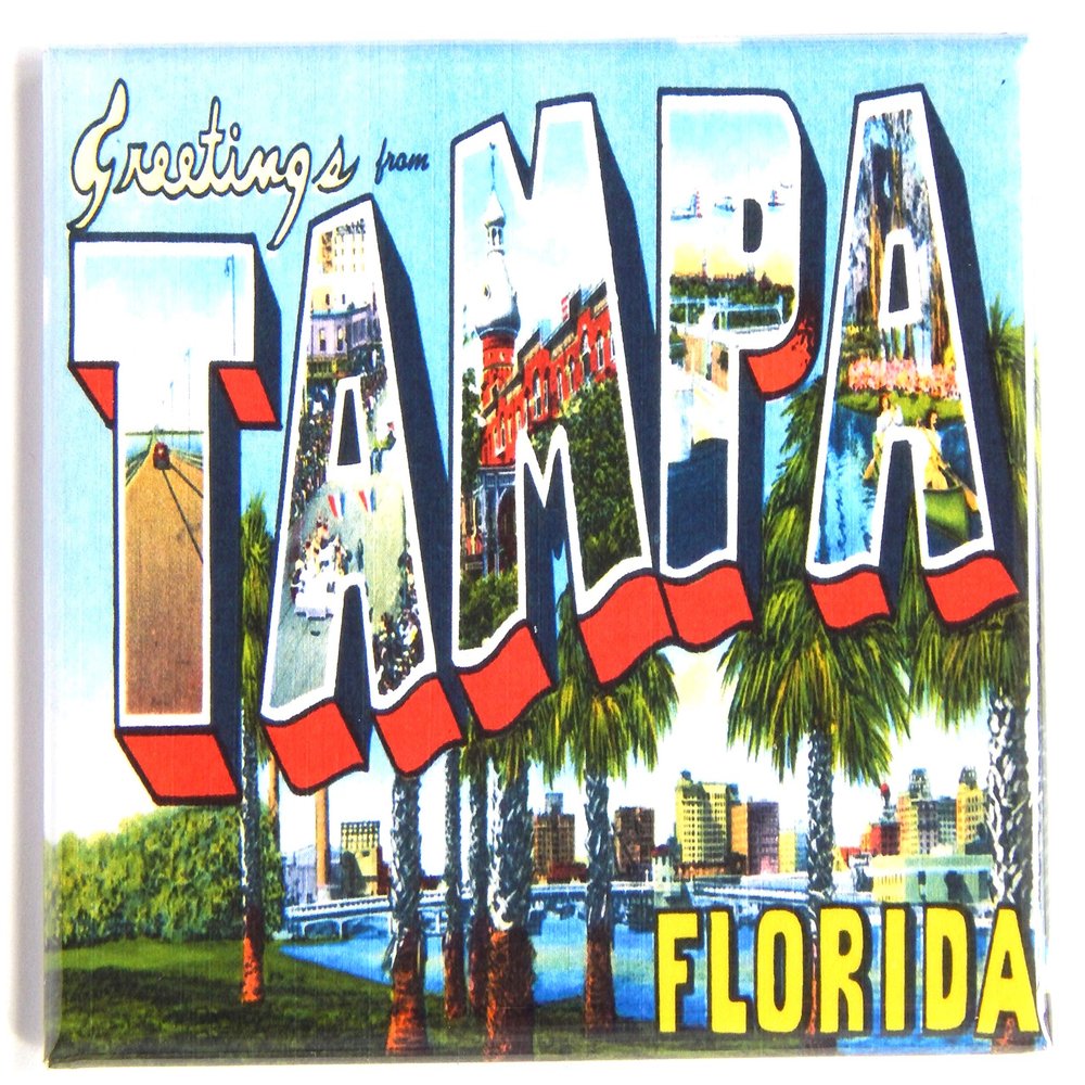 Greetings from Tampa Florida Fridge Magnet (2.5 x 3.5 inches) Style B