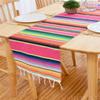 BOXAN Mexican Serape Table Runner for Mexican Party Wedding Decorations Outdoor Picnics Dining Table, Fringe Cotton Blanket Fiesta Table Runners, 14 x 84 Inch view 4