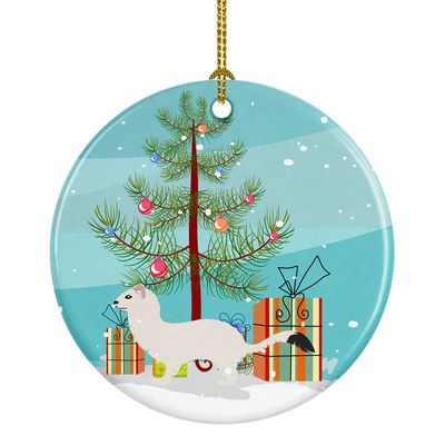 Caroline's Treasures Stoat Short-Tailed Weasel Christmas Ceramic Ornament, Teal Christmas Tree Hanging Decorations for Home Christmas Holiday, Party, Gift, 3 in, Multicolor