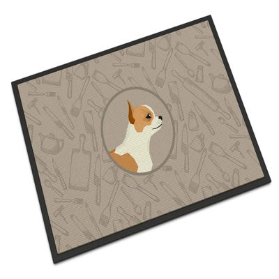 Caroline's Treasures CK2177MAT Chihuahua in The Kitchen Doormat 18x27 Front Door Mat Indoor Outdoor Rugs for Entryway, Non Slip Washable Low Pile, 18H X 27W