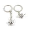 100 PCS Antique Silver Keyrings Keychains Key Ring Chains Tags Clasps V6SK9 Wine Pot Teapot Tea Kettle view 1