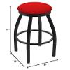 802 Misha 25" Swivel Counter Stool with Black Wrinkle Finish and Canter Red Seat view 2