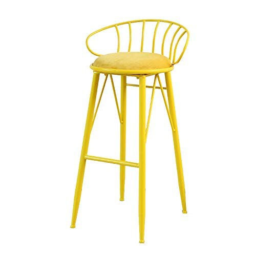 CGF-Barstools Bar Stool with Curved Backrest and Sponge Soft Cushion | Metal Frame/Comfortable Dining Chair Kitchen Bar Cafe Restaurant, Maximum Support 440lbs, Black/Red/Yellow
