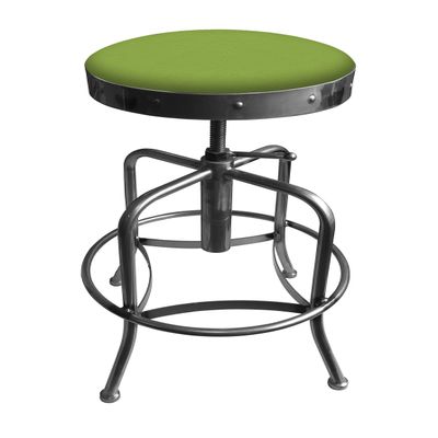 910 Industrial-Adjustable Stool with Clear Coat Finish and Canter Kiwi Green Seat