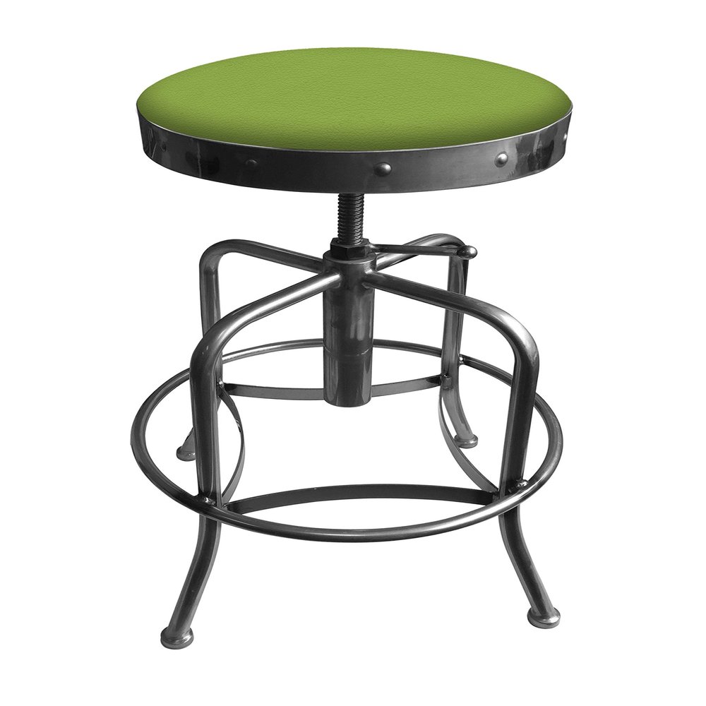 910 Industrial-Adjustable Stool with Clear Coat Finish and Canter Kiwi Green Seat