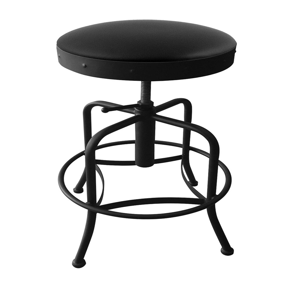 HBS 910 Industrial-Adjustable Stool with Black Wrinkle Finish and Black Vinyl Seat