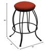 3000 Georgian 30" Swivel Bar Stool with Black Wrinkle Finish and Graph Poppy Seat view 2