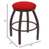802 Misha 30" Swivel Bar Stool with Bronze Finish and Canter Red Seat view 2